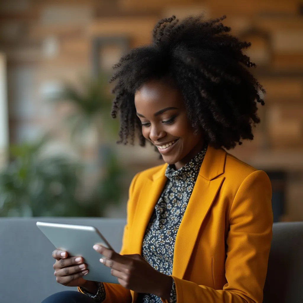 Young investor browsing financial news on tablet