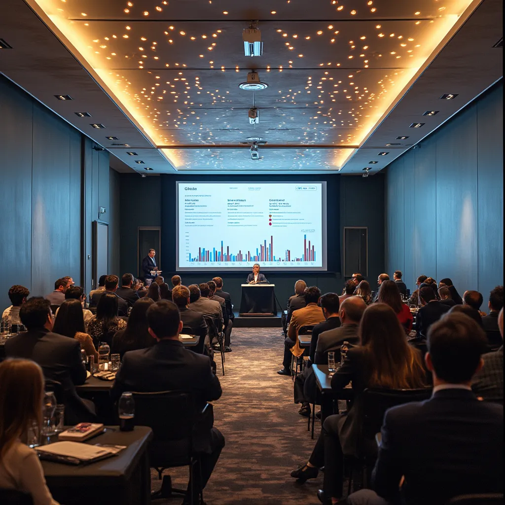 Conference room with global investment seminar